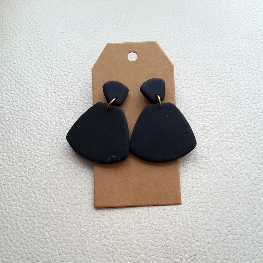 Polymer Clay Earrings, Black and Rust Red, Set of 2 Pairs - Picture 4 of 5